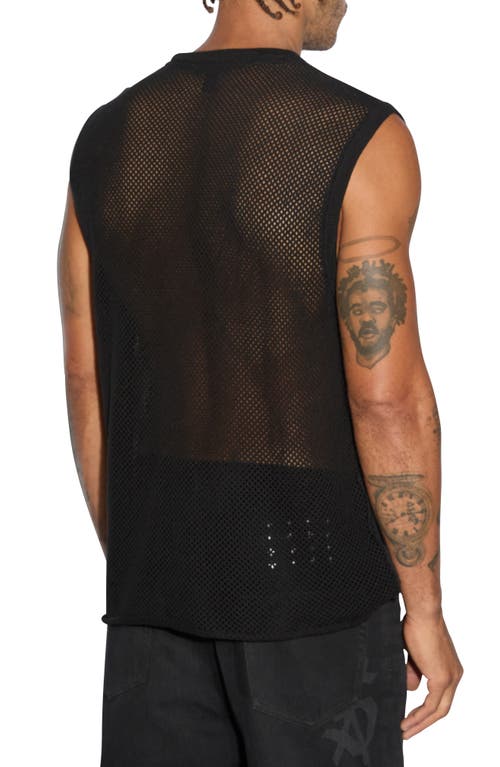 Ksubi Networth Open Knit Cotton Tank In Black