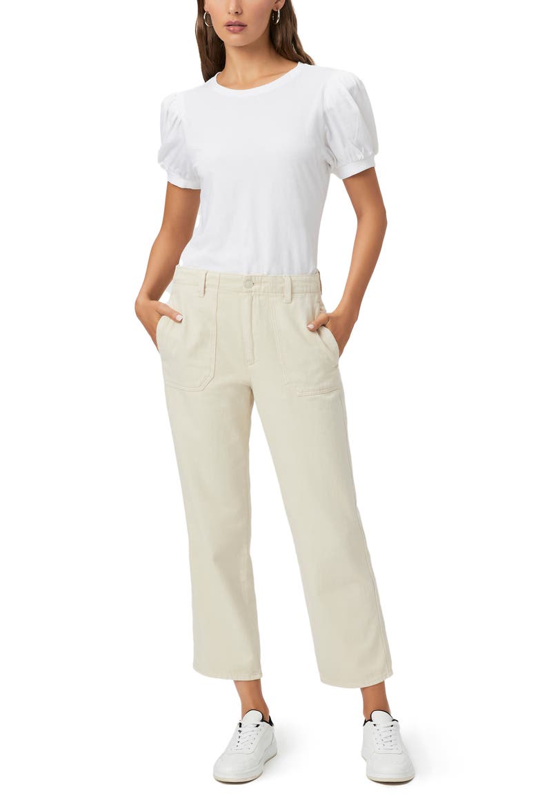 Kirby Button Fly Crop Flare Jeans, Alternate, color, BUTTERECRU