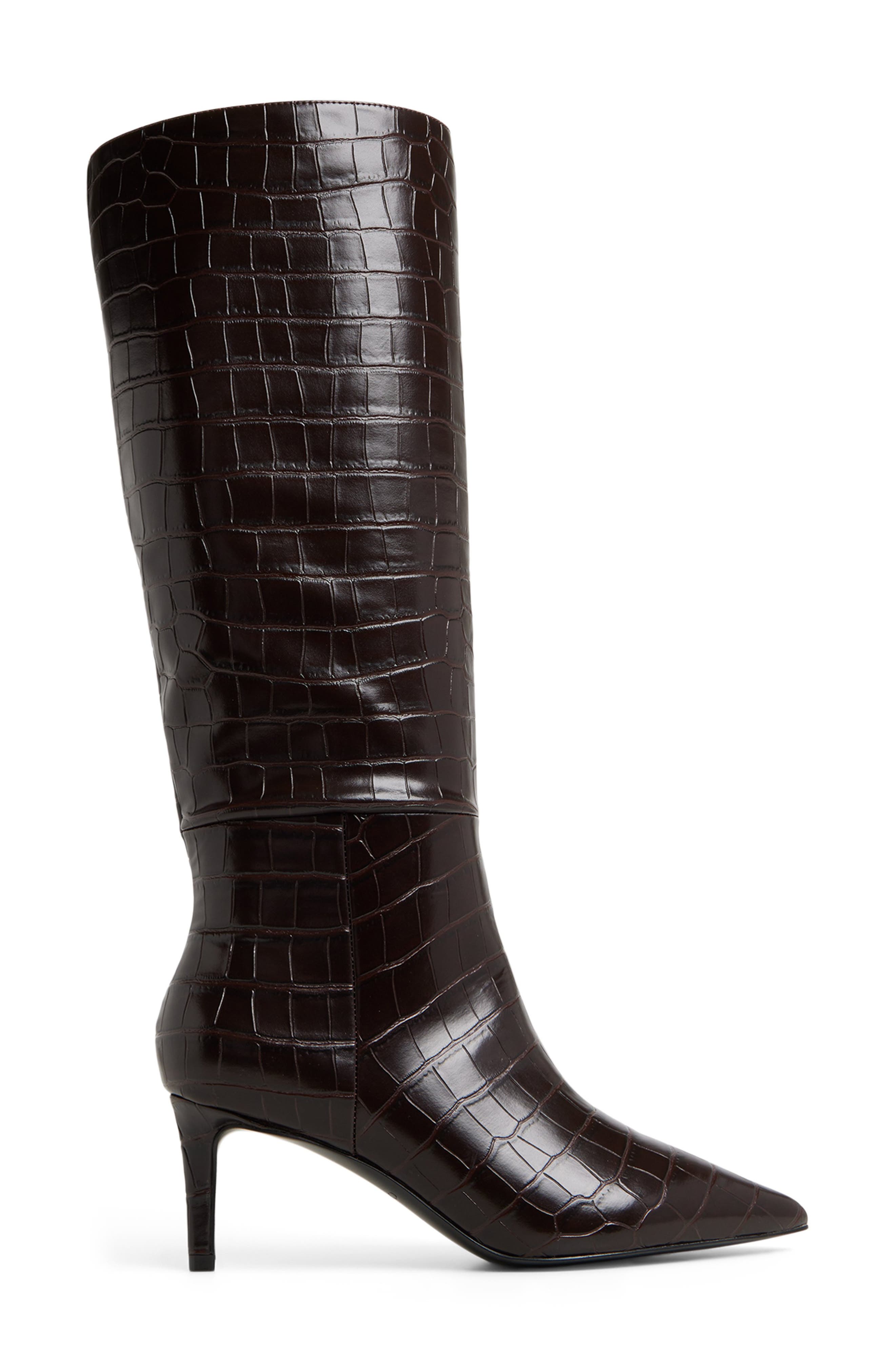Heathher Pointed Toe Knee High Boot, Alternate, color, DARK BROWN