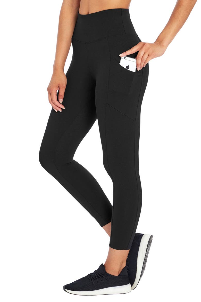 Drew High Waist Crop Pocket Leggings, Alternate, color, BLACK