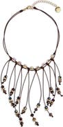 SAACHI Crystal Beaded Fringe Bib Necklace