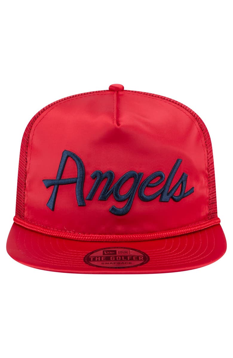 New Era Men's New Era Red Los Angeles Angels Retro Satin Script Golfer Adjustable Hat, Alternate, color, Red