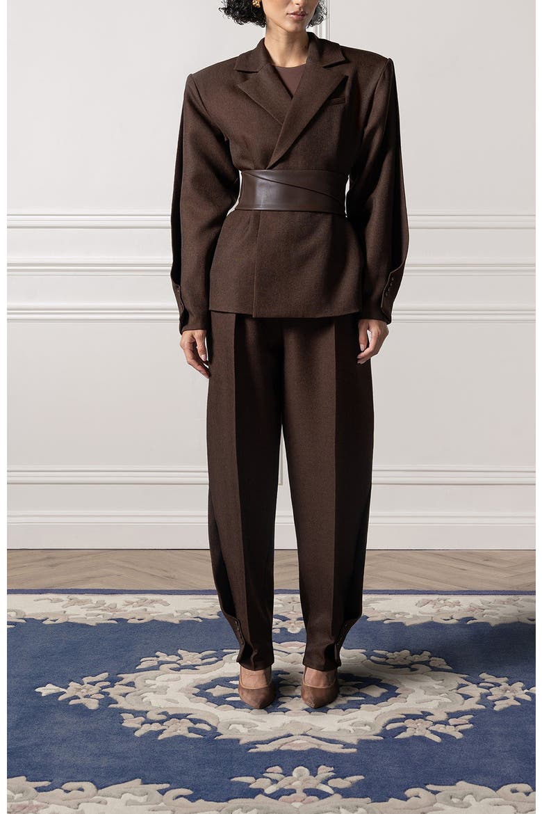 Sophie Twist Leg Tailored Trousers, Alternate, color, Brown