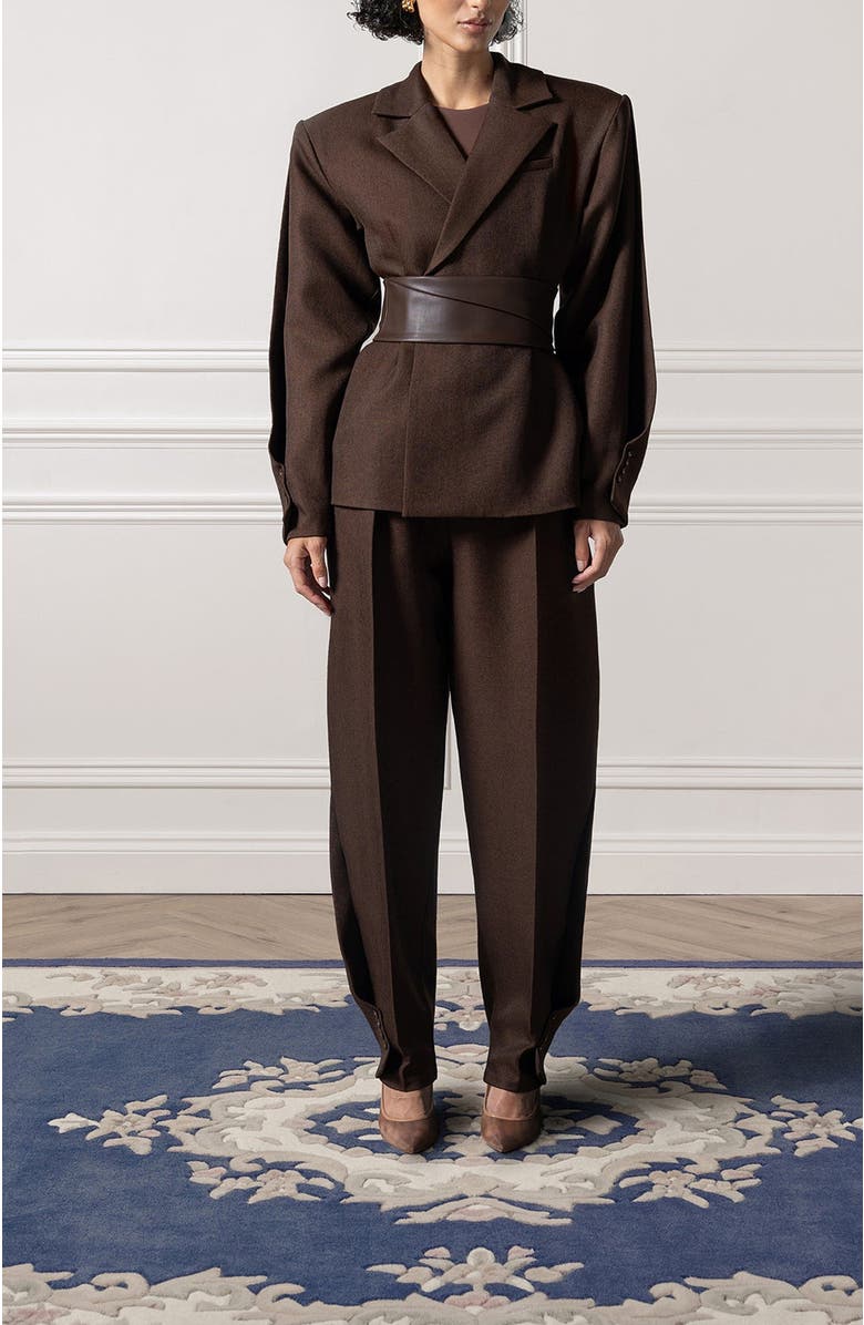 Manière De Voir Sophie Twist Leg Tailored Trousers, Alternate, color, Brown