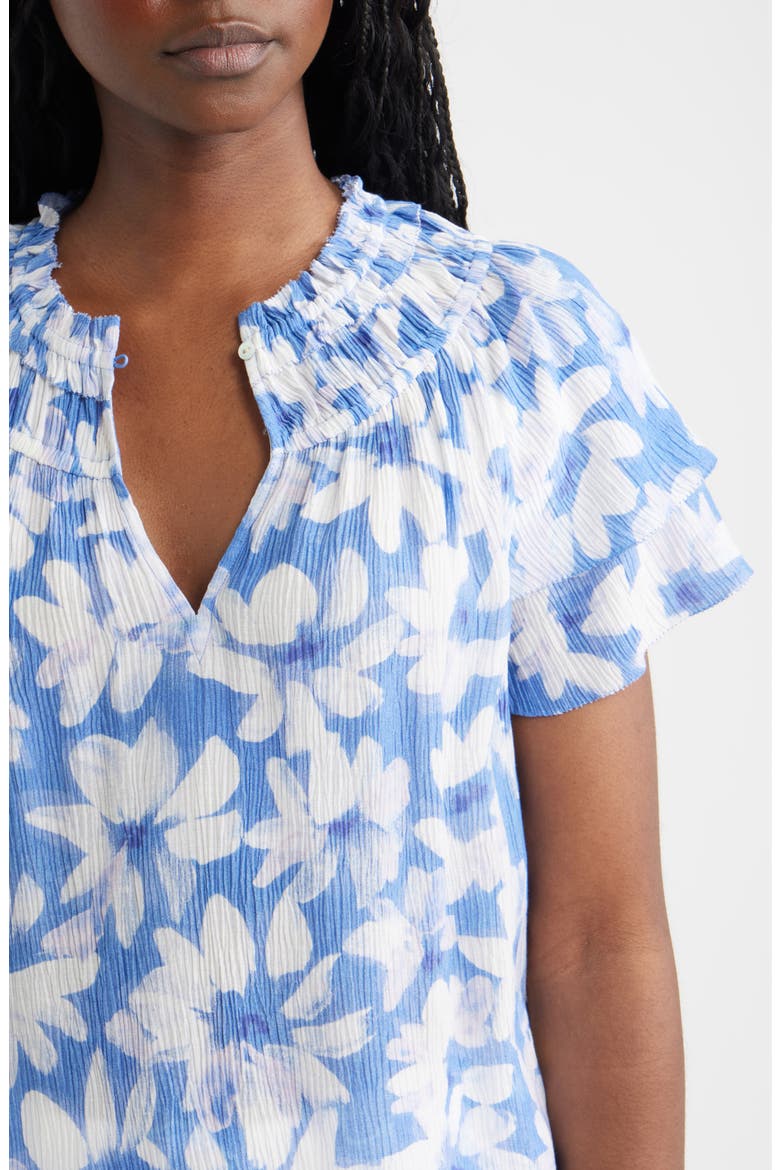 Kamila Floral Crinkle Top, Alternate, color, BLUE AMARANTH