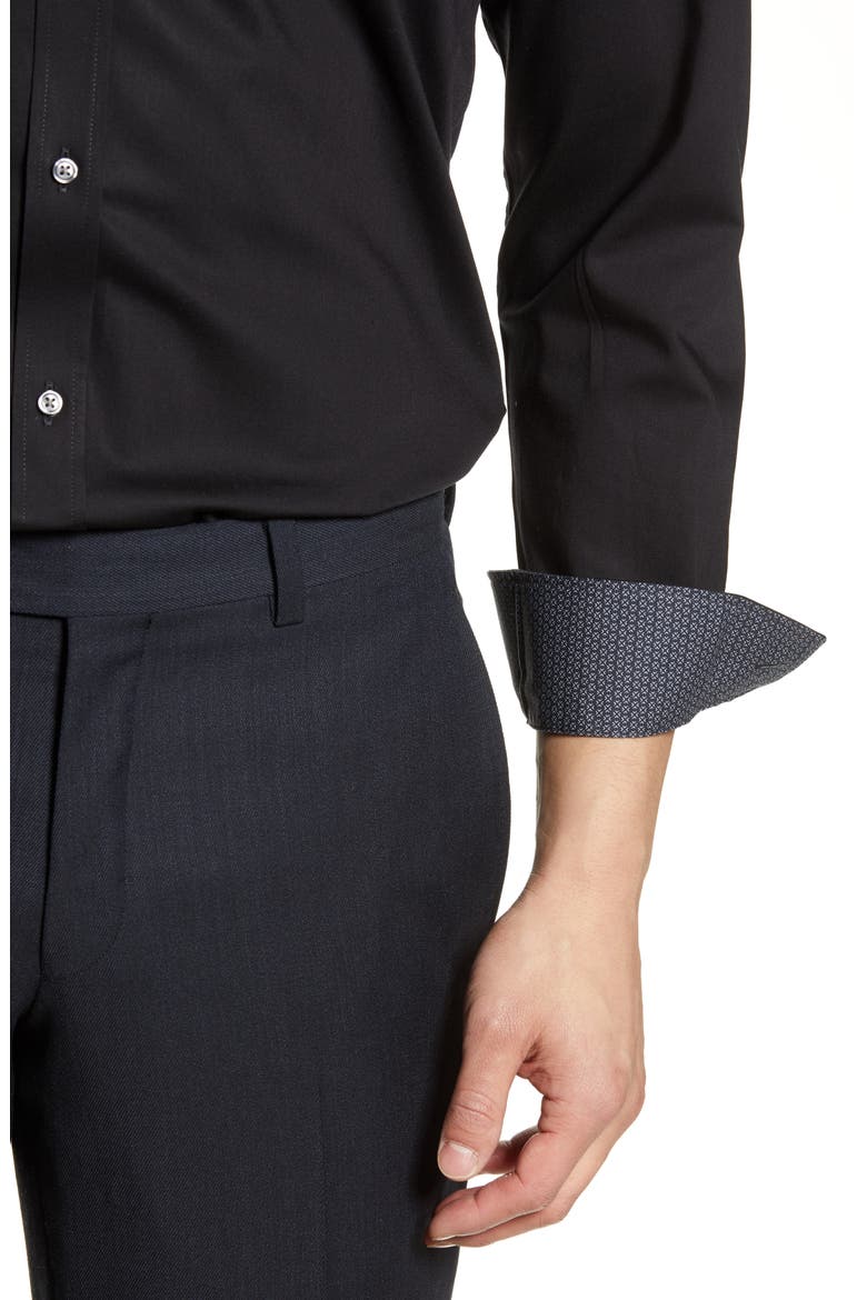 Endurance Extra Slim Fit Stretch Solid Dress Shirt, Alternate, color, BLACK