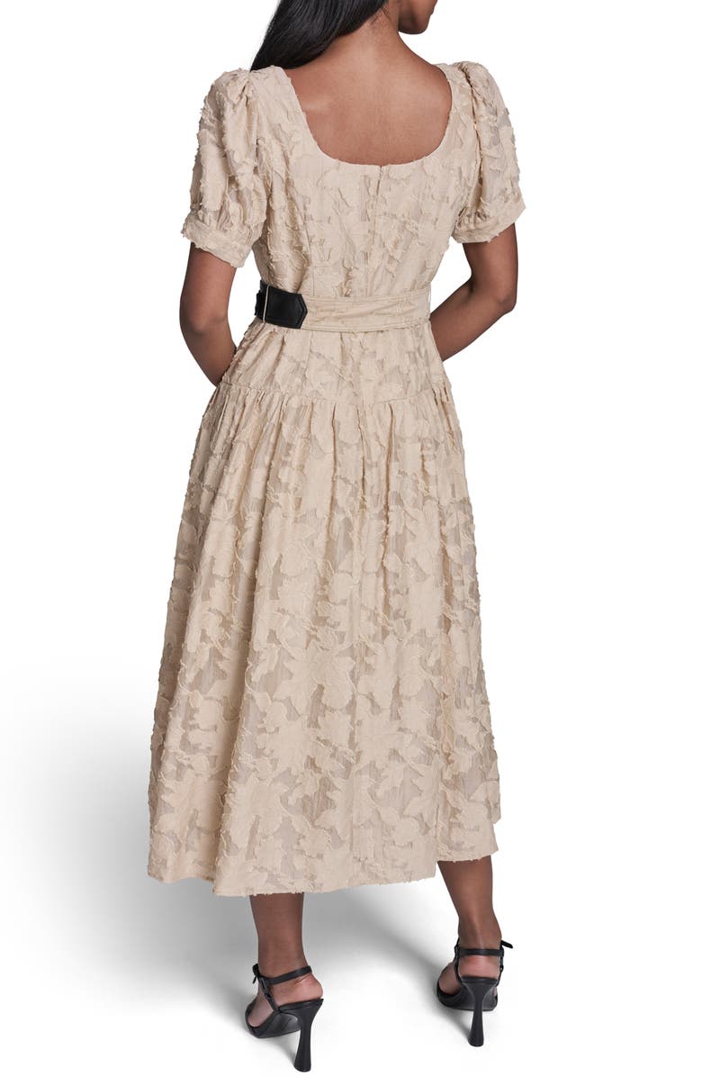 KARL LAGERFELD PARIS Belted Lace Midi Dress, Alternate, color, French Beige