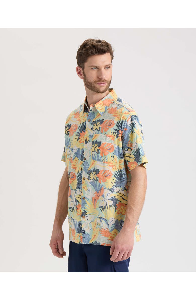 Salt Life Retro Tropical Tuna Woven Short Sleeve Shirt, Alternate, color, Green