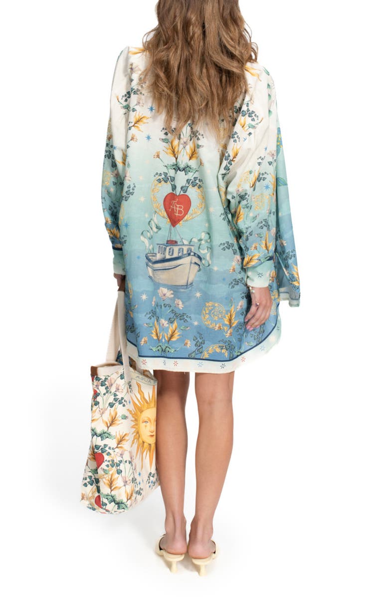 Agua Bendita Anastasia Solstice Long Sleeve Button-Up Shirt, Alternate, color, Blue