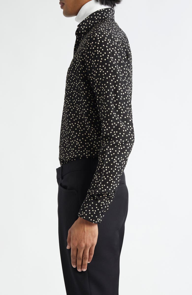 TOM FORD Irregular Polka Dot Silk Crêpe de Chine Shirt, Alternate, color, Black/ White