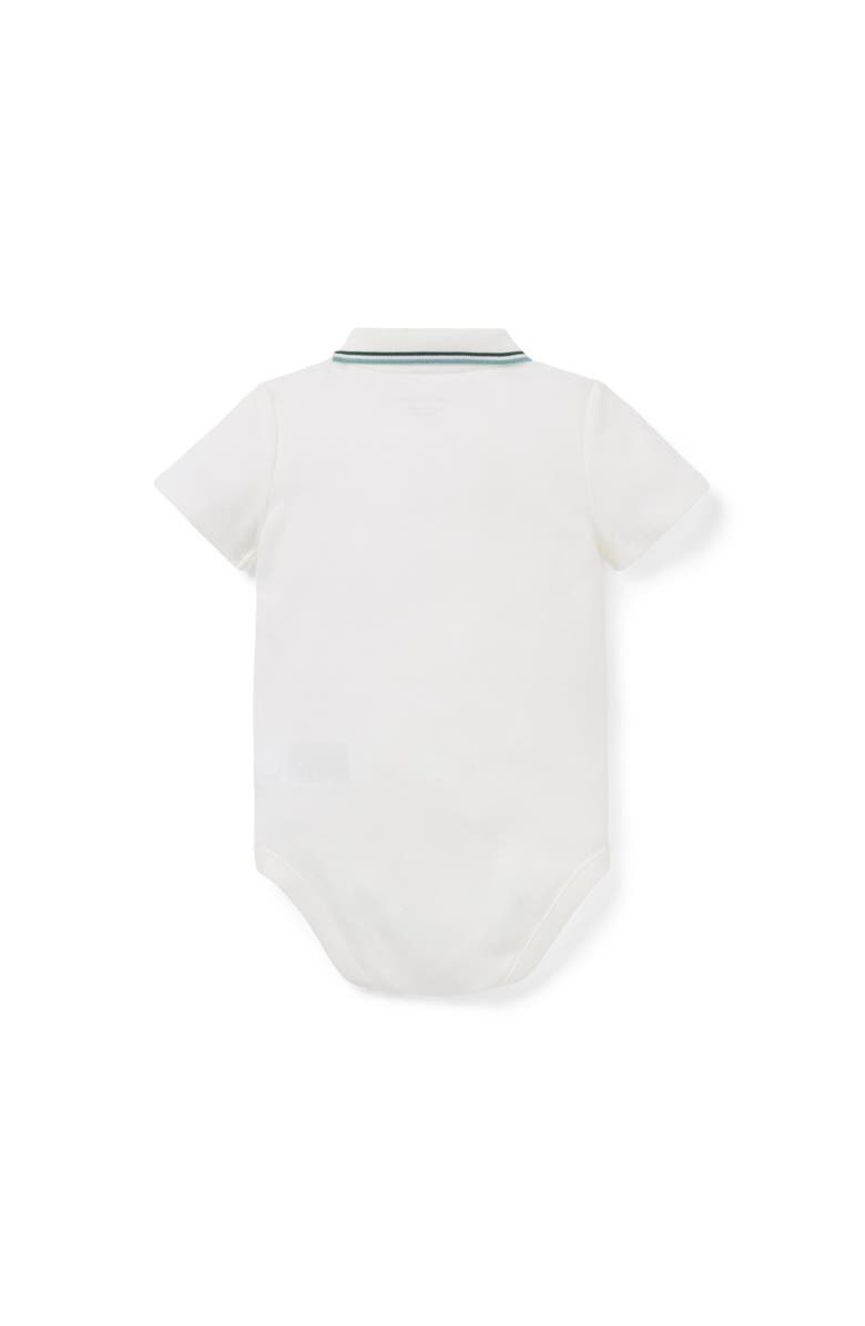 Janie and Jack Baby Embroidered Dog Pique Polo Bodysuit, Alternate, color, White