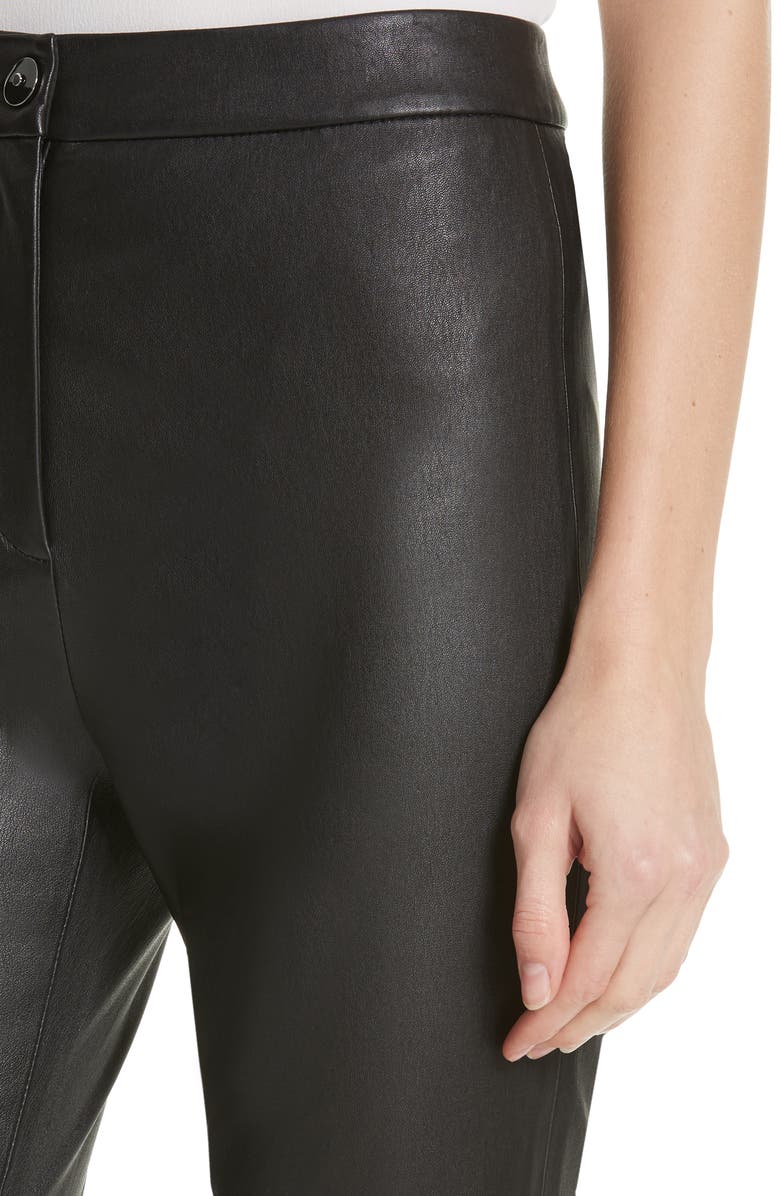 St. John Collection Stretch Nappa Leather Crop Pants, Alternate, color, 