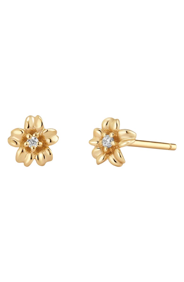 MADE BY MARY CZ Birth Flower Stud Earrings, Main, color, March - Gold Vermeil