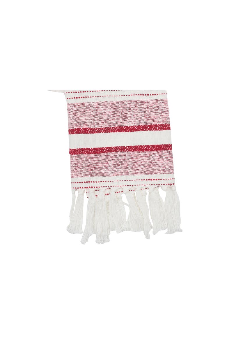 Benn Ruby Tassel Christmas Embroidered Cotton Waffle Weave Dishtowel, Alternate, color, red