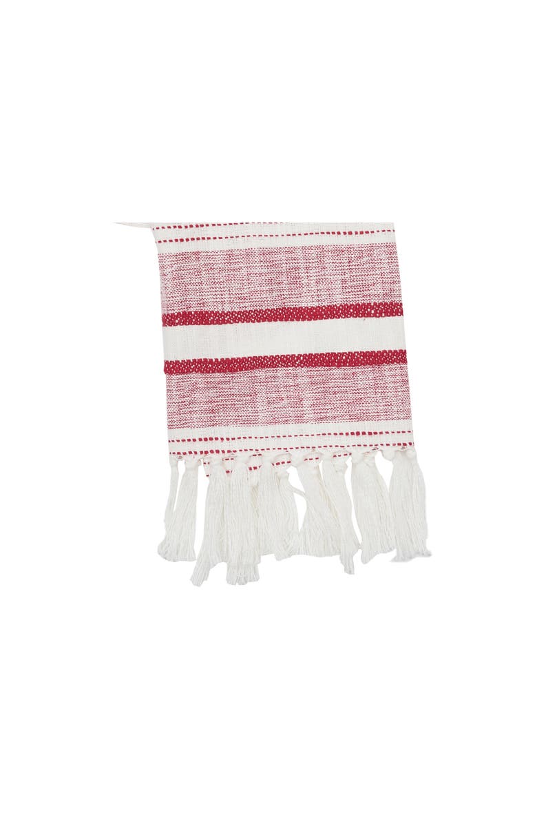 carol & frank Benn Ruby Tassel Christmas Embroidered Cotton Waffle Weave Dishtowel, Alternate, color, Red