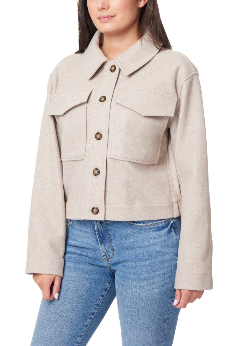 Boxy Crop Shirt Jacket, Alternate, color, HEATHERED ALMOND