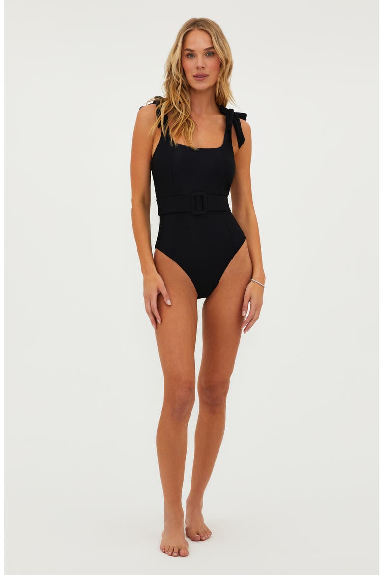 Sydney Belted One-Piece Swimsuit, Alternate, color, BLACK
