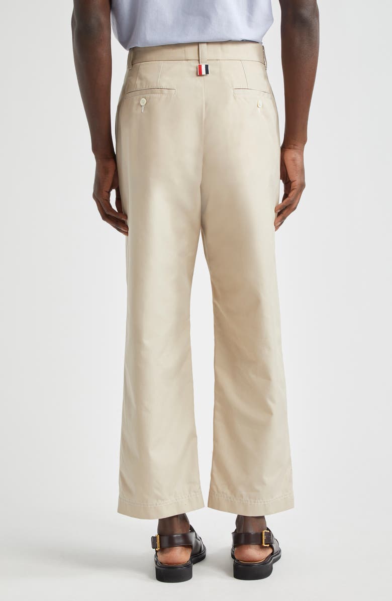 Thom Browne Unconstructed Cotton Straight Leg Pants, Alternate, color, Khaki