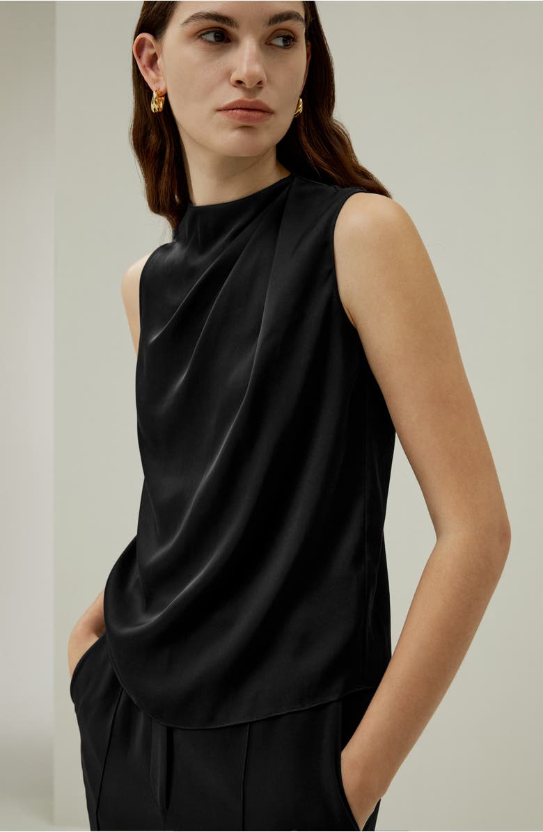 Lilysilk Women's Sleeveless Minimalist Silk Top, Alternate, color, Black