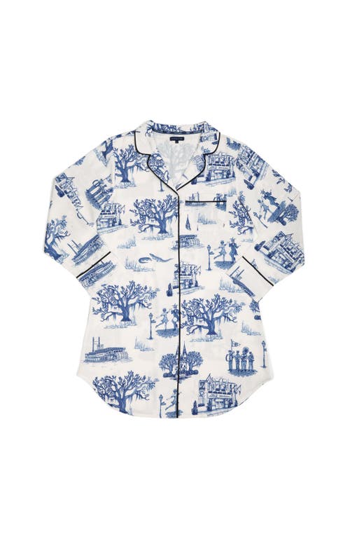 Katie Kime New Orleans Toile Sleep Shirt In Blue