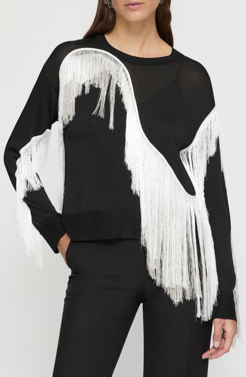 LAFAYETTE 148 LAFAYETTE 148 NEW YORK EMBROIDERED FRINGE CREWNECK SWEATER