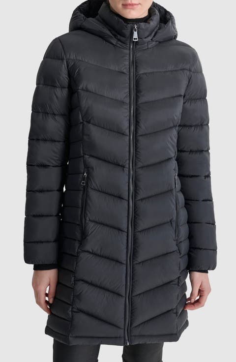 Cire Packable Hooded Longline Puffer Jacket