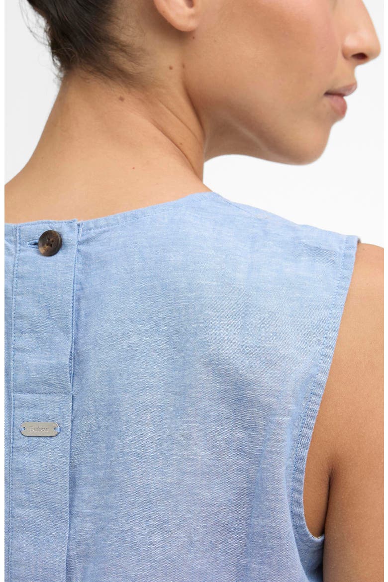 Josie Button Shoulder Linen & Cotton Top, Alternate, color, LIGHT CHAMBRAY
