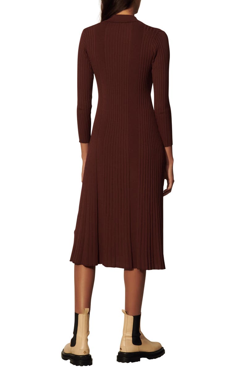 SANDRO Long Sleeve Knit Maxi Shirtdress, Alternate, color,