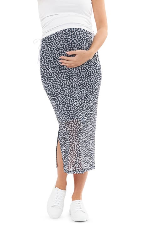 Kara Mesh Maternity Midi Skirt