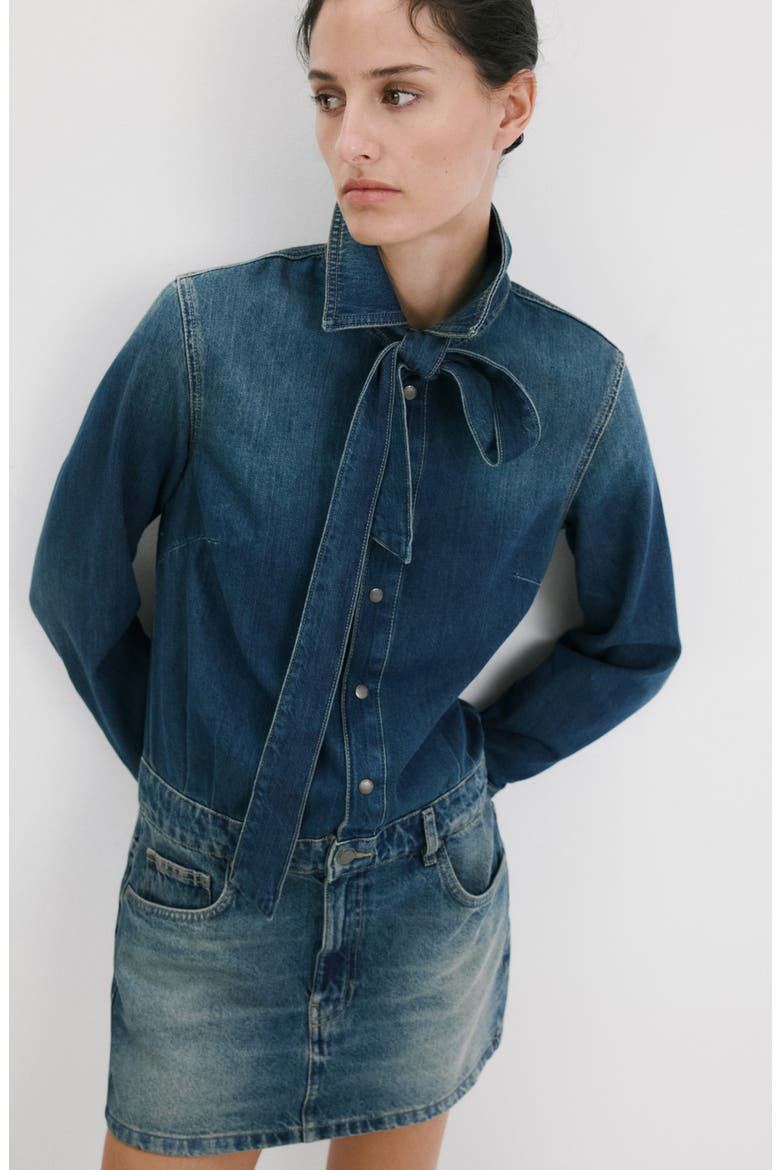 Combined Denim Dress, Alternate, color, MEDIUM BLUE