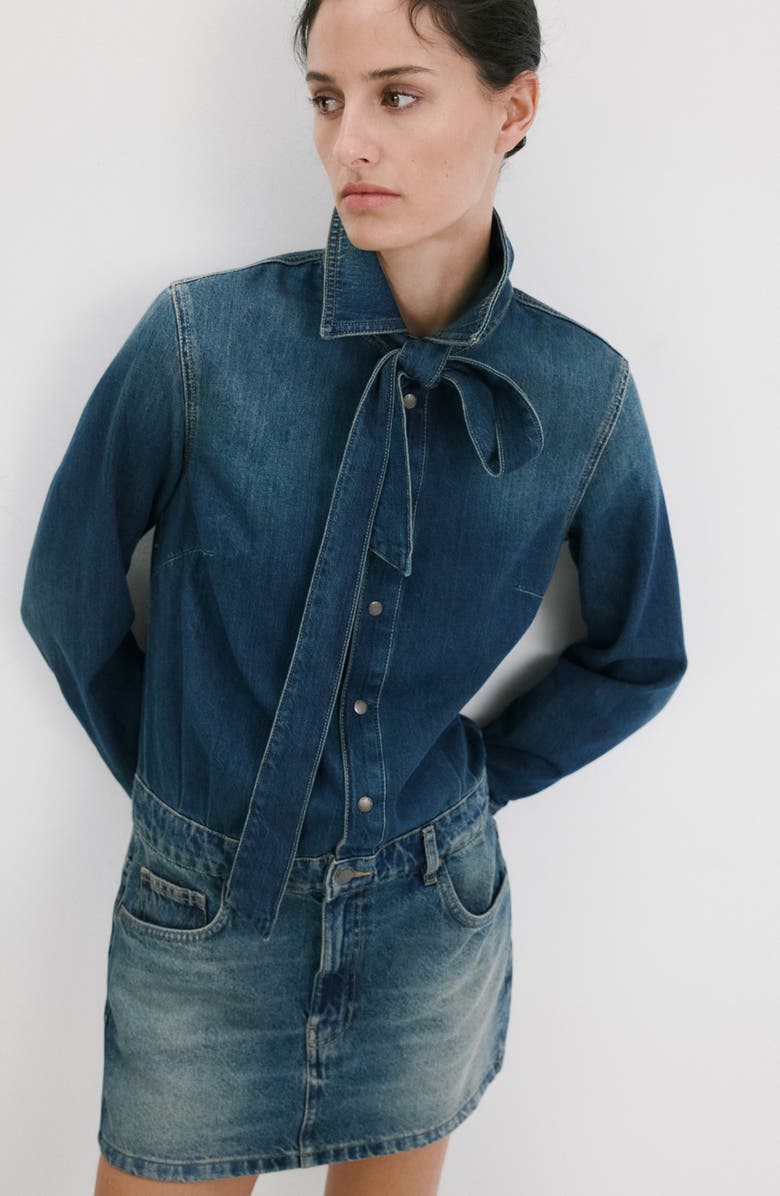 MANGO Combined Denim Dress, Alternate, color, 