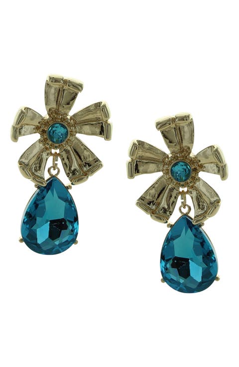 Kate Crystal Teardrop Flower Earrings