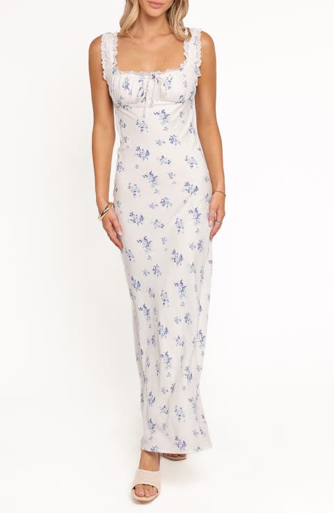 Sakara Floral Lace Trim Maxi Dress