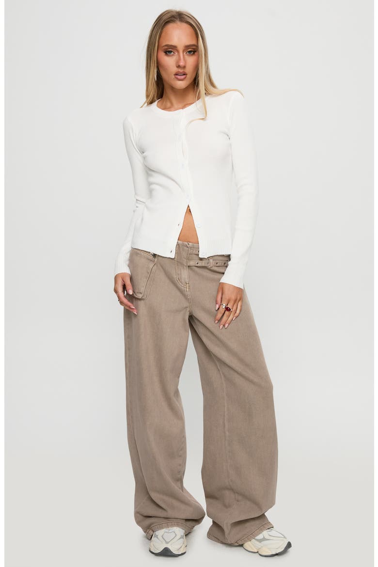 Lauraine Crewneck Cardigan, Alternate, color, WHITE