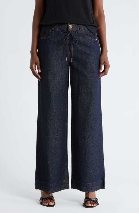 Cinch Waist High Waist Wide Leg Pants