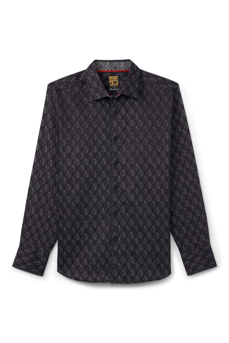 Fighting Chance Long Sleeve Stretch Cotton Shirt, Alternate, color, BLACK