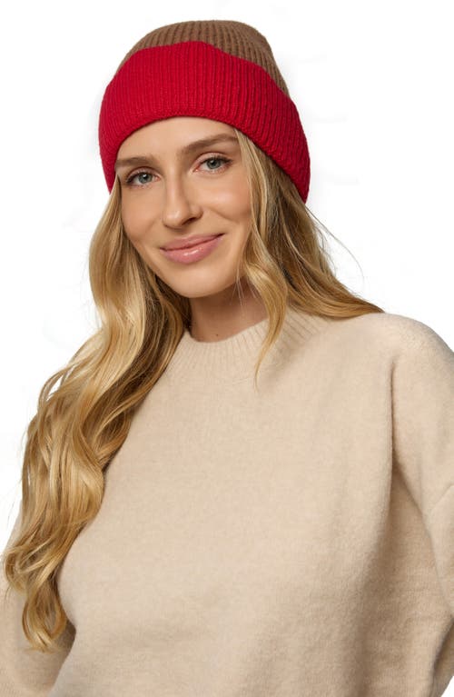 Saachi Scallop Trim Beanie In Brown