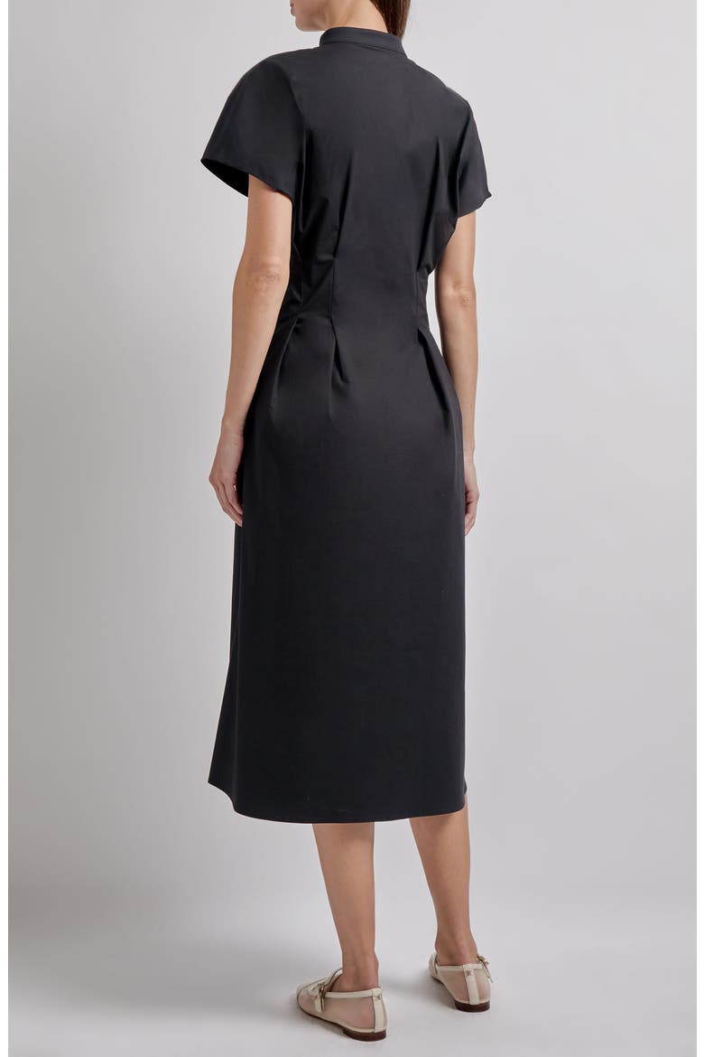 Button-Up Cotton Midi Dress, Alternate, color, BLACK