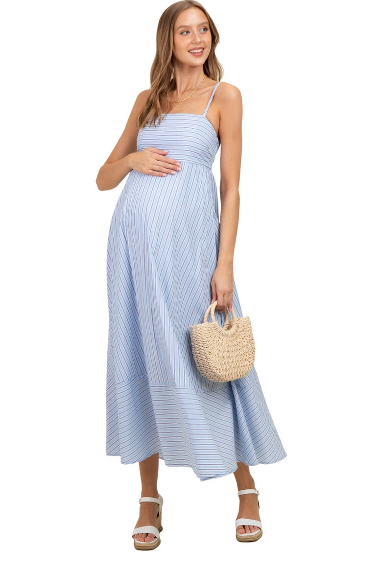 Spaghetti Strap Stripe Maxi Dress, Main, color, Light Blue