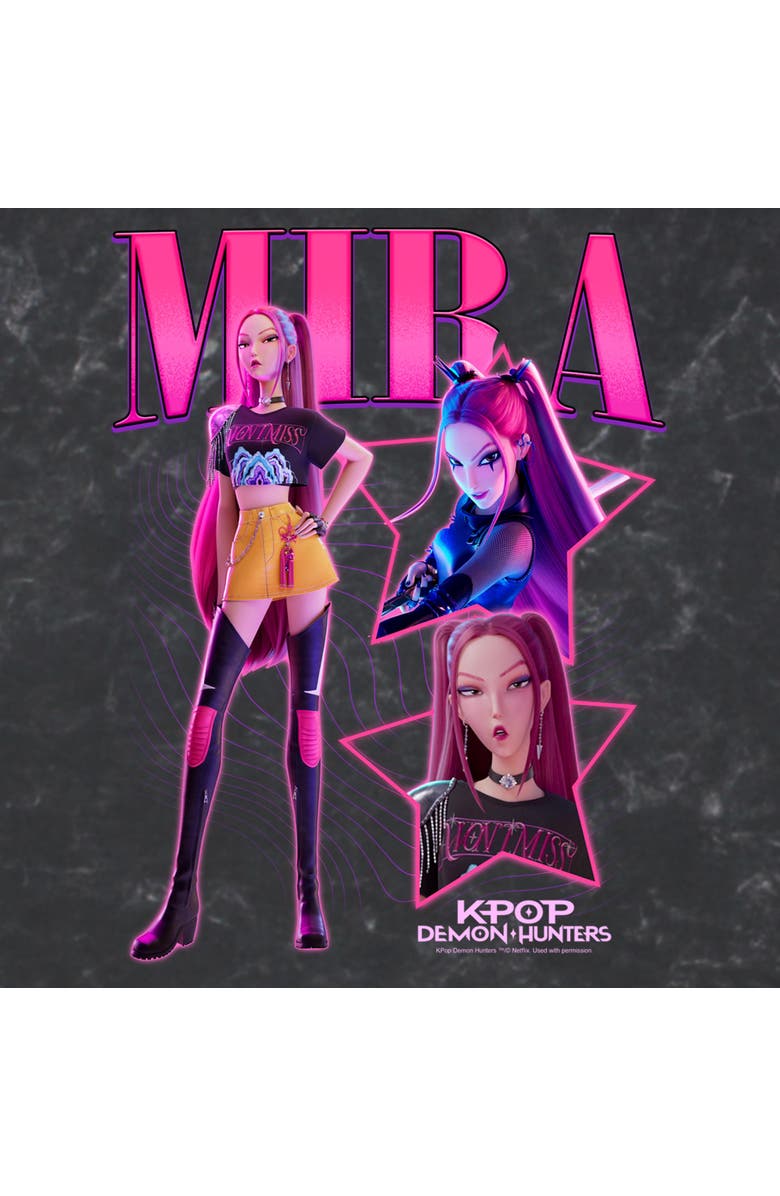 KPop Demon Hunters Men's KPop Demon Hunters Mira Super Star Logo  Graphic T-Shirt, Alternate, color, Black