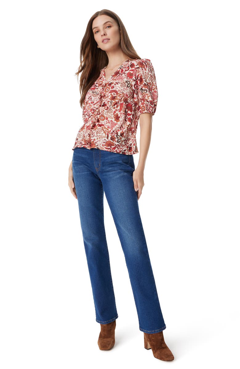 Sam Edelman Dakota Print Shirred Puff Sleeve Top, Alternate, color, Seed Pearl Chelsea Bouquet