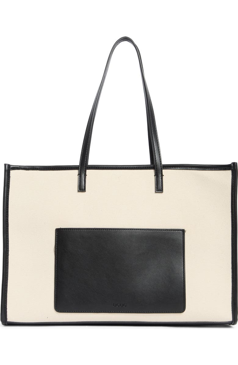 BCBG Canvas Tote Bag, Main, color, Natural Black