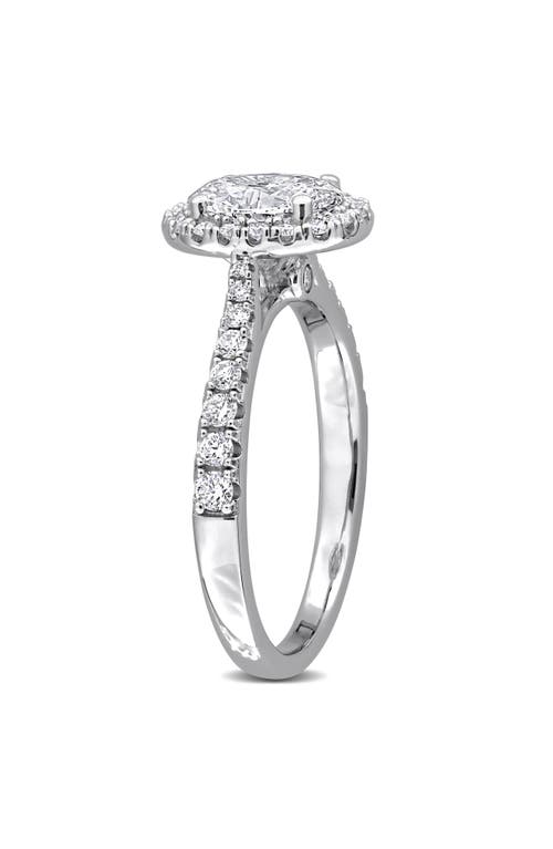 Created Forever Sterling Silver Oval Lab Grown Diamond Halo Engagement Ring In Silver