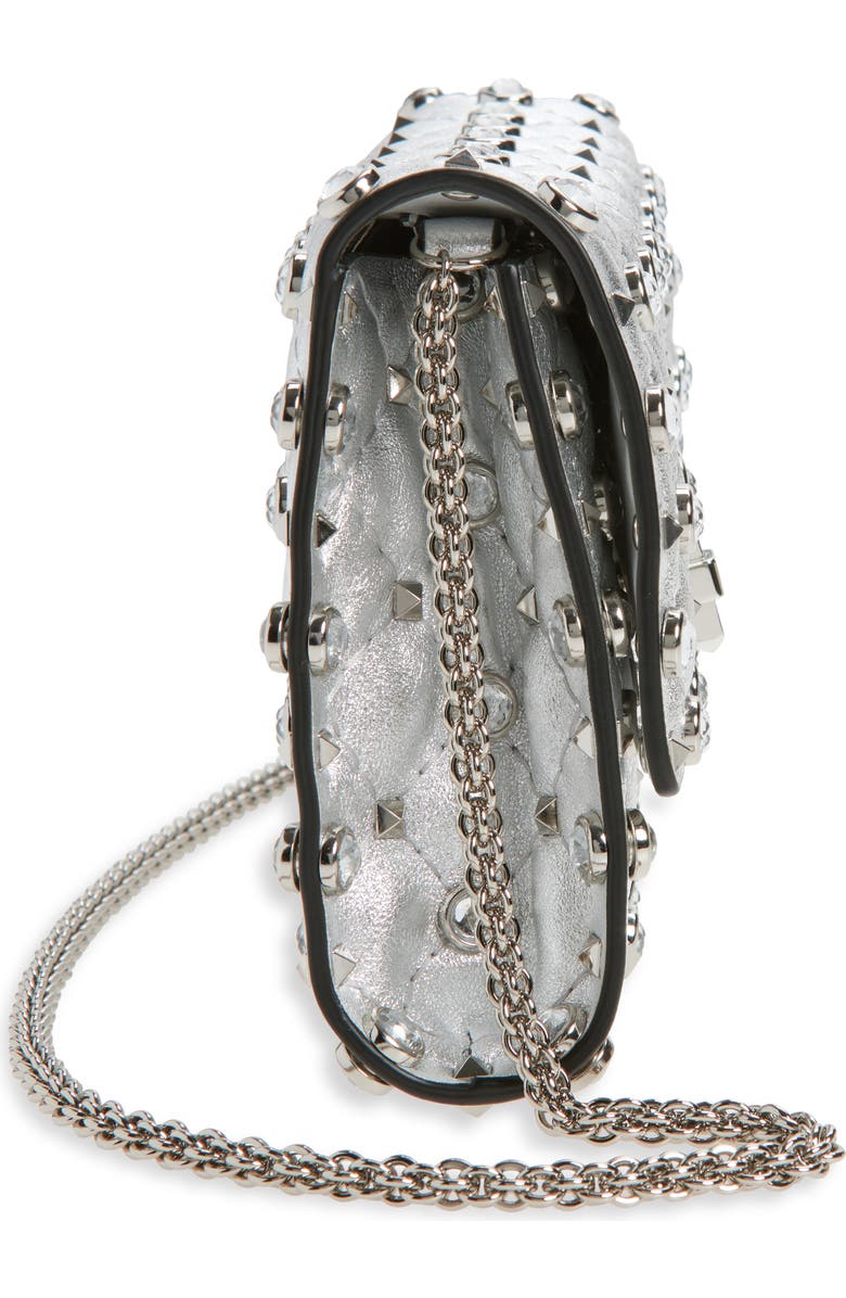 Valentino Garavani Small Rockstud Leather Shoulder Bag, Alternate, color, Silver Lilac