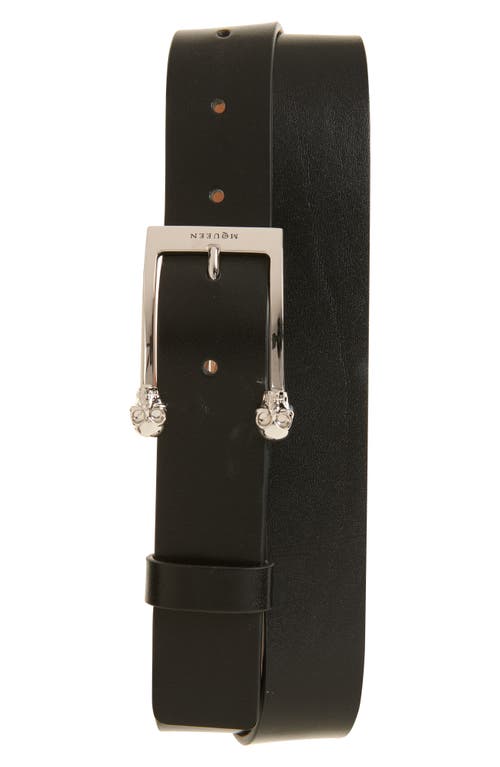 Alexander Mcqueen Mcqueen Twin Skull Leather Belt In Multi
