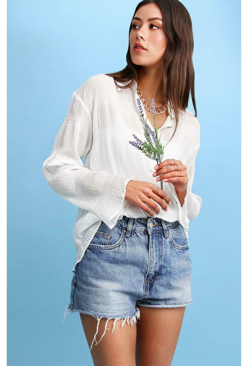 Yoko Shirred Chiffon Blouse, Alternate, color, Cream