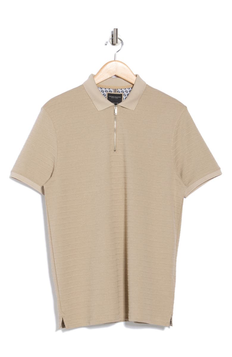 DENIM AND FLOWER Half Zip Polo, Alternate, color, Taupe