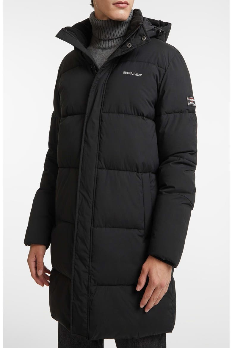 Mid Length Hooded Puffer Coat, Alternate, color, JBLACK-BLACK