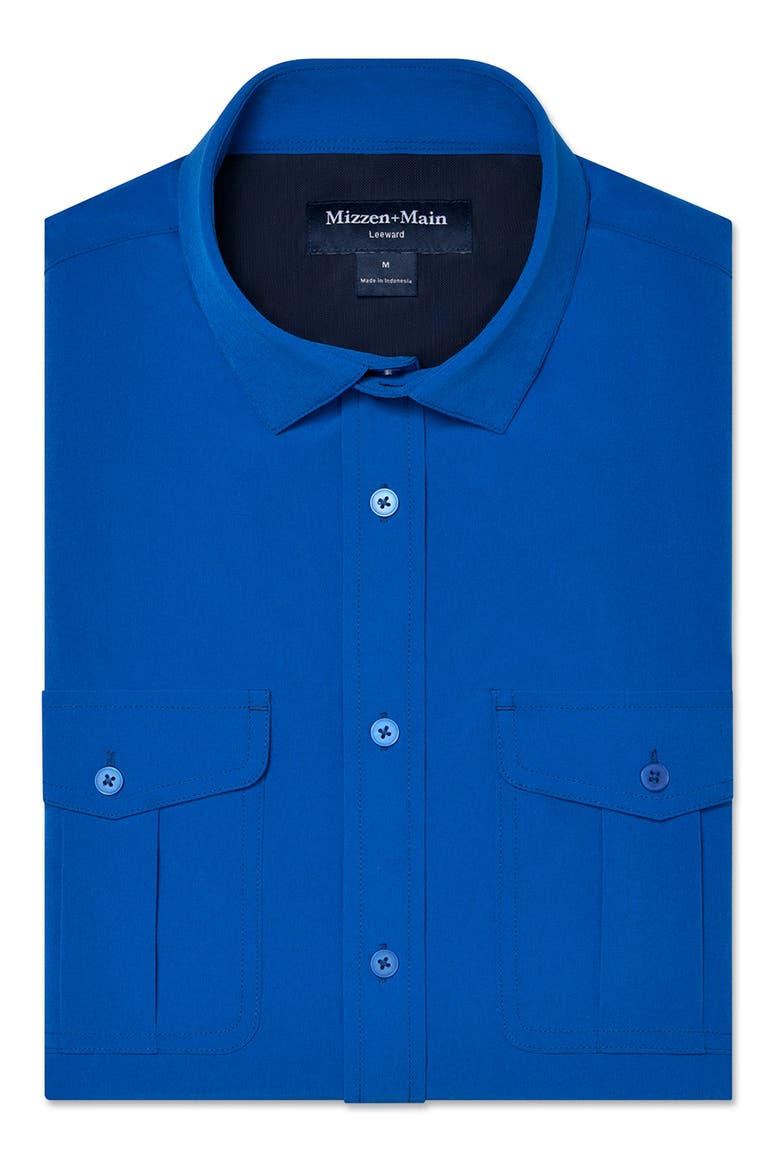 Leeward Tailgate Short Sleeve Performance Button-Up Shirt, Alternate, color, ROYAL BLUE