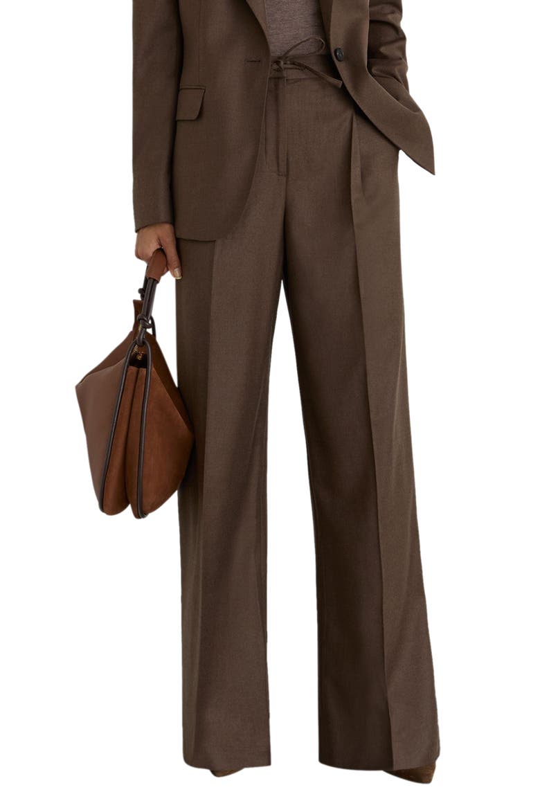 Derby Wide Leg Drawstring Trousers, Main, color, MOCHA BROWN